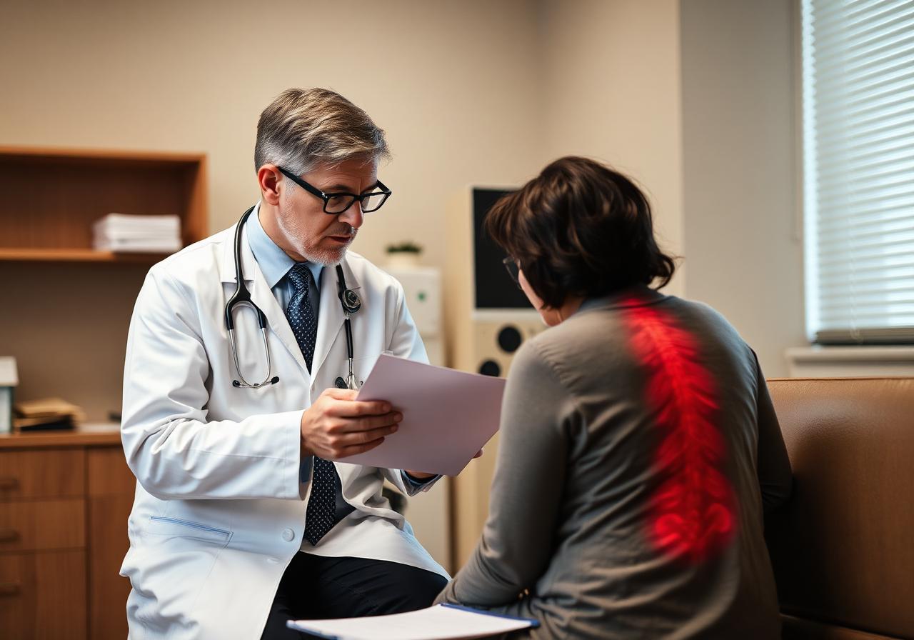 Doctor reviewing medical records with patient