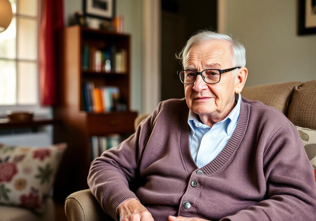 Elderly veteran at home