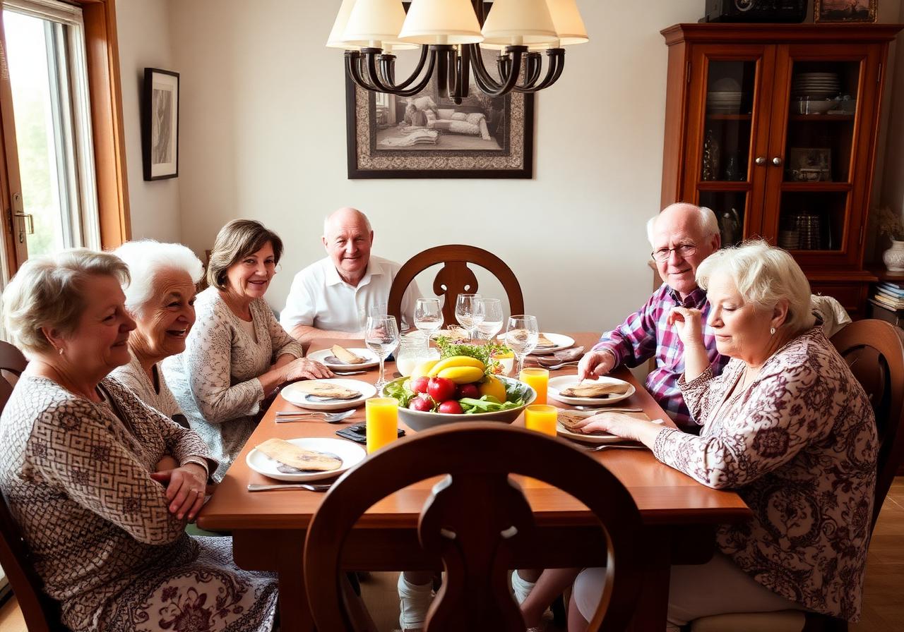 Multi-generational family at the dinner table