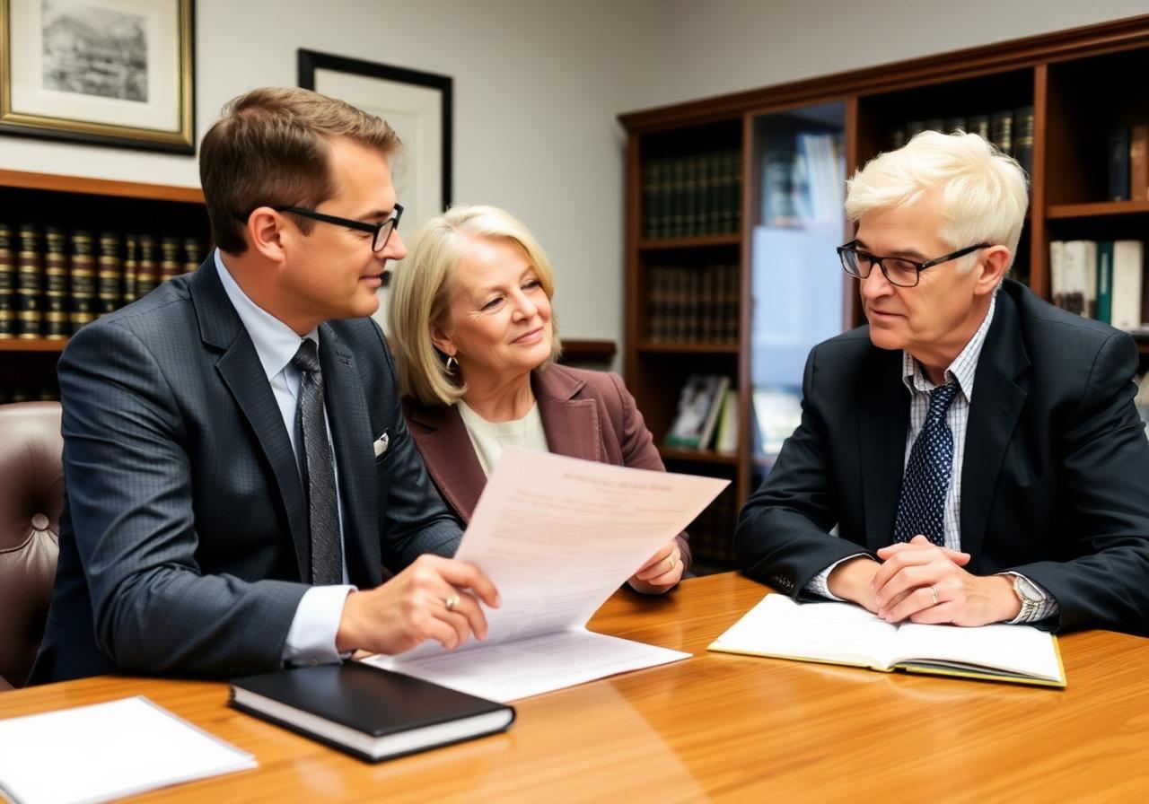 Attorney reviewing trust documents with clients