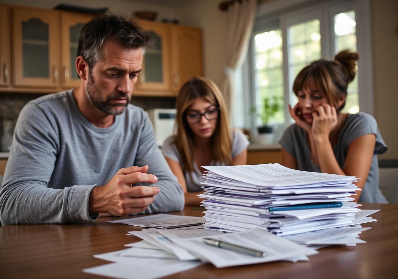 Family reviewing medical bills